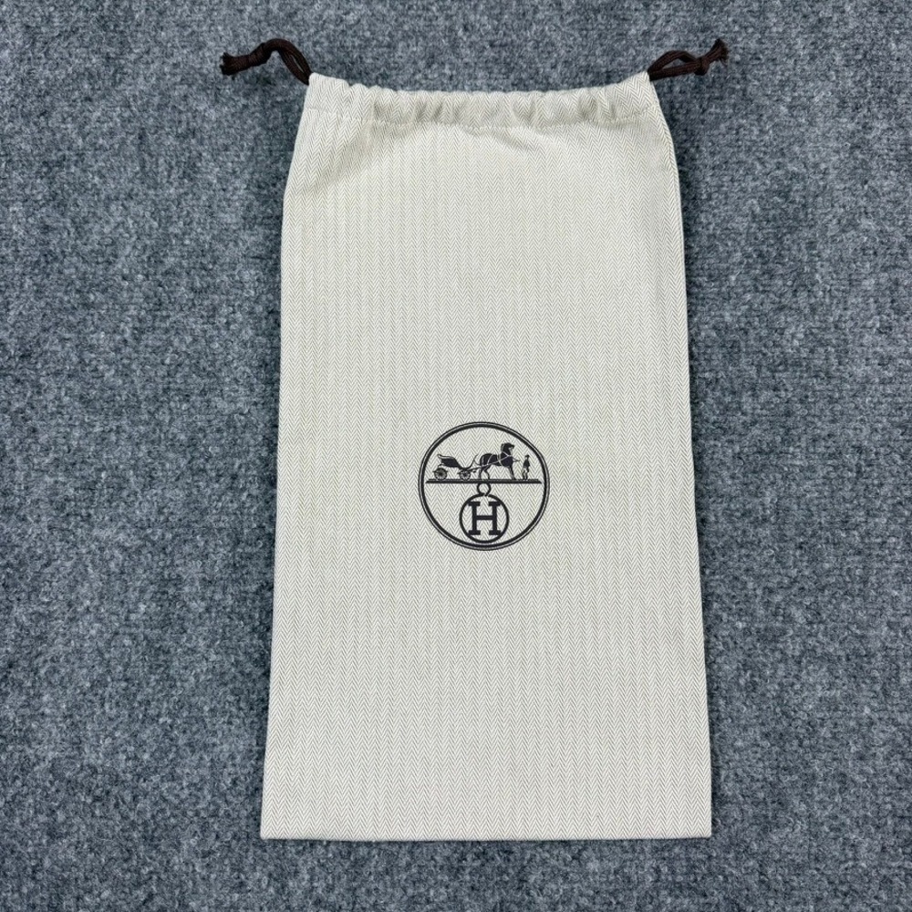 Hermes Travel Dust Bag 9x15" Beige Herringbone Toile Drawstring Pouch